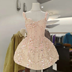 Floral Appliqué Sequin Mini Dress