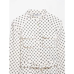 Polka Dot Button-Up Shirt and Cropped Pants Set