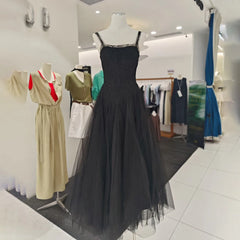 Square Neckline Tulle Empire Waist A-Line Dress