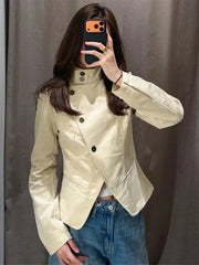 Fitted asymmetric button-front Jacket