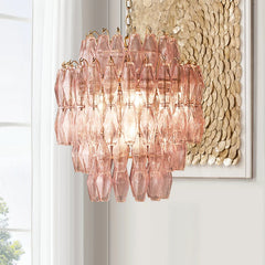 Golden Atelier Pink Amber Glass Pendant Light One