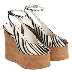 Zebra Print Wedge Platform Heels