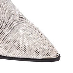 Lightning Crystal Embellished Pointed Toe Boots