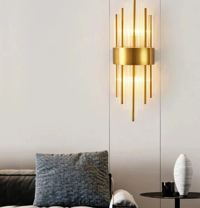 Gold Crystal Wall Lights LED Sconce Indoor Fixtures