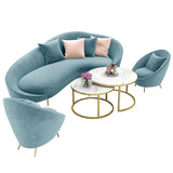 Velvet Corner Sofa Armchair Bedroom Sofas Furniture Set