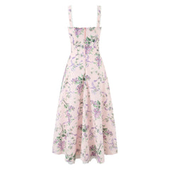 Floral dress with a pink background