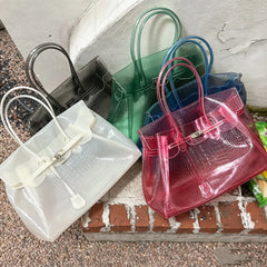 Crocodile Embossed Jelly Transparent Tote Bag