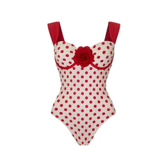 Red Polka Dot Crop Top and High Waist Skirt Set