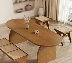 Oval Solid Wood Small Sized Dining Tables and Chairs