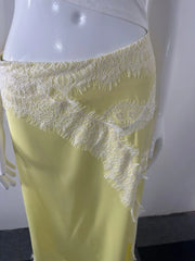 Cutout Lace Trim Asymmetrical Dress