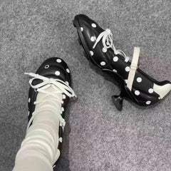 Polka Dot Round Toe Mary Jane Heels