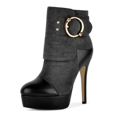Platform Round Toe Stiletto Ankle Boots