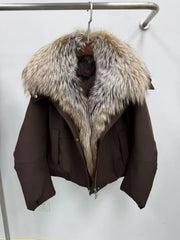 Fur Collar Hooded Puffer Down Jacket