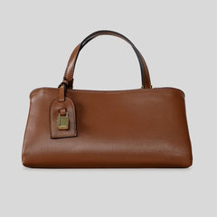 Structured Top Handle Bag with Lock Detail