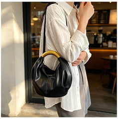 Metal Handle Soft PU Dumpling Shoulder Bag
