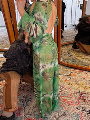 Tiger Print Deep V Maxi Dress