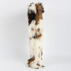 Fluffy Patchwork Over The Knee Boots