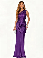 One Shoulder Sequin Maxi Dress