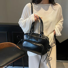 Faux Leather Crossbody Bags With Short Handle