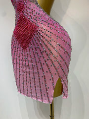 Pink Sparkle Embellished Side Cutout Dress