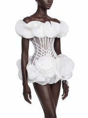Close-up of the lace detail on the corset bodice