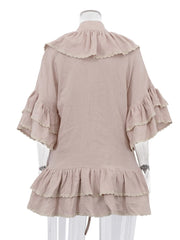 Ruffle Lace Tie Up Flare Top and Mini Shorts Set