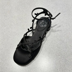Silk Floral Kitten Heel Sandals