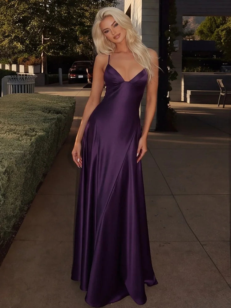 Purple spaghetti strap maxi dress