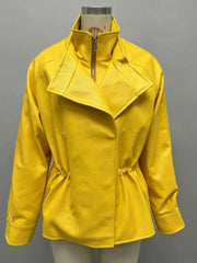 Yellow Stand Collar Drawstring Jacket