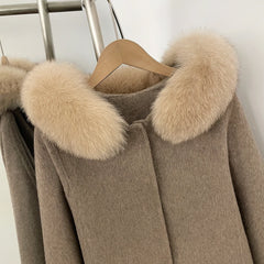 Fur Collar Wool Blend Coat