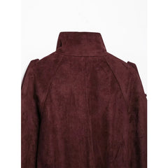 Faux Suede High Neck Cropped Jacket