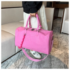 Crocodile Embossed Travel Duffle Bag