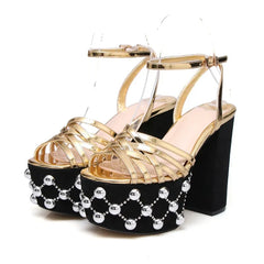 Chunky Platform Rivet Ankle Strap Sandals