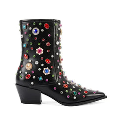 Embroidered Pointed Toe Boots