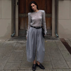 Sheer Knit Shoulder Detail Top