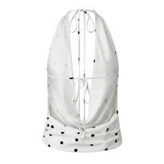 Polka Dot Cowl Neck Halter Top