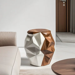 Geometric Solid Wood Stool| Creative Round Side Table| Low Stool