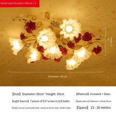 Ceiling light fixture with floral design on a beige background