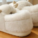 Cartoon Sheep Thickened Plush Warm Cotton Shoes Furry Slippers