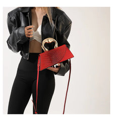 Alligator Textured Top Handle Bag