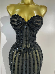 Sequin Strapless Embellished Maxi Dress