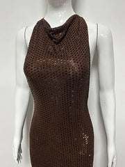Brown Tank Sequin Maxi Dress