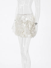 Sequined Beaded A-Line Mini Skirt