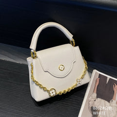 White structured chain embellished bag
