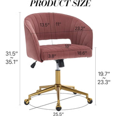 Swivel Velvet Desk Chair With Gold Base