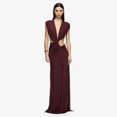 Draped V-Neck Cutout Dress