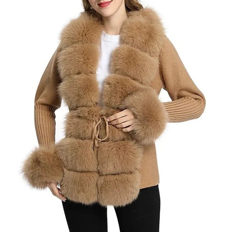 Brown fur vest with a white background