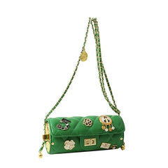 Quilted Embellished Barrel Bag