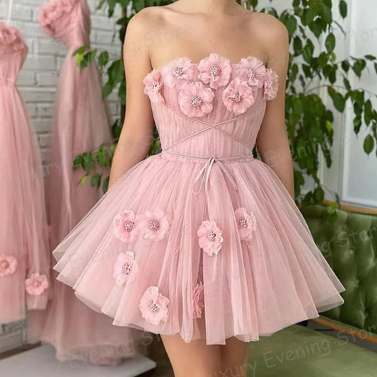 A Line Sleeveless Fluffy Tulle Formal Short Dress