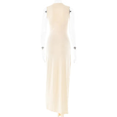 Mock Neck Knotted Waist Maxi Dress